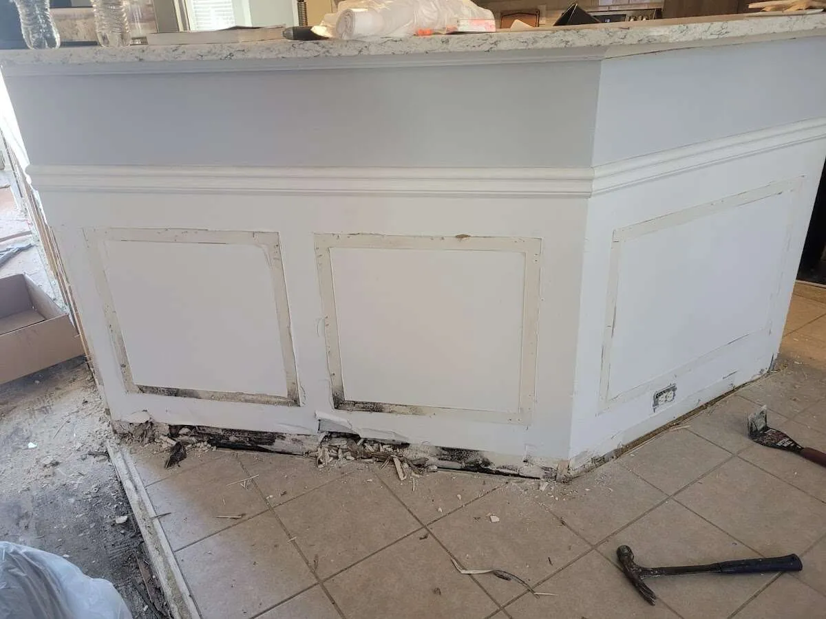 Water damage and mold on kitchen during Sewage Cleanup & Sanitation in Margate City